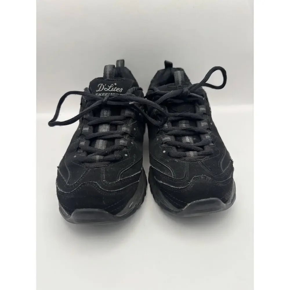 Skechers D Lites Biggest Fan Black Sneakers Women Size 6.5